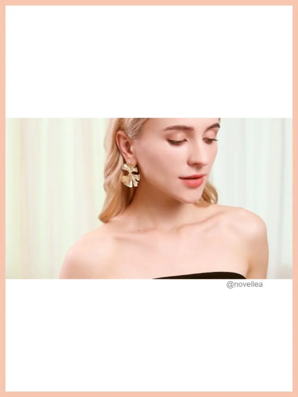 Ginkgo Leaf Flower Drop Dangle Earrings Gold Geometric Statement